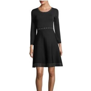 Shoshanna Black Knit Dress with Silver Eyelets size small S B132